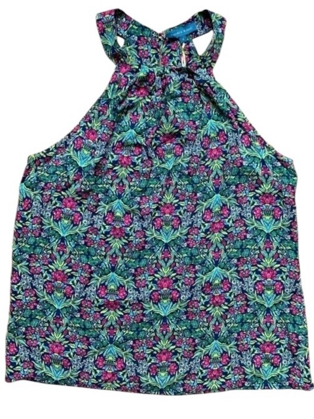 Antibes blanc floral‎ tank top green & pink blouse size Medium